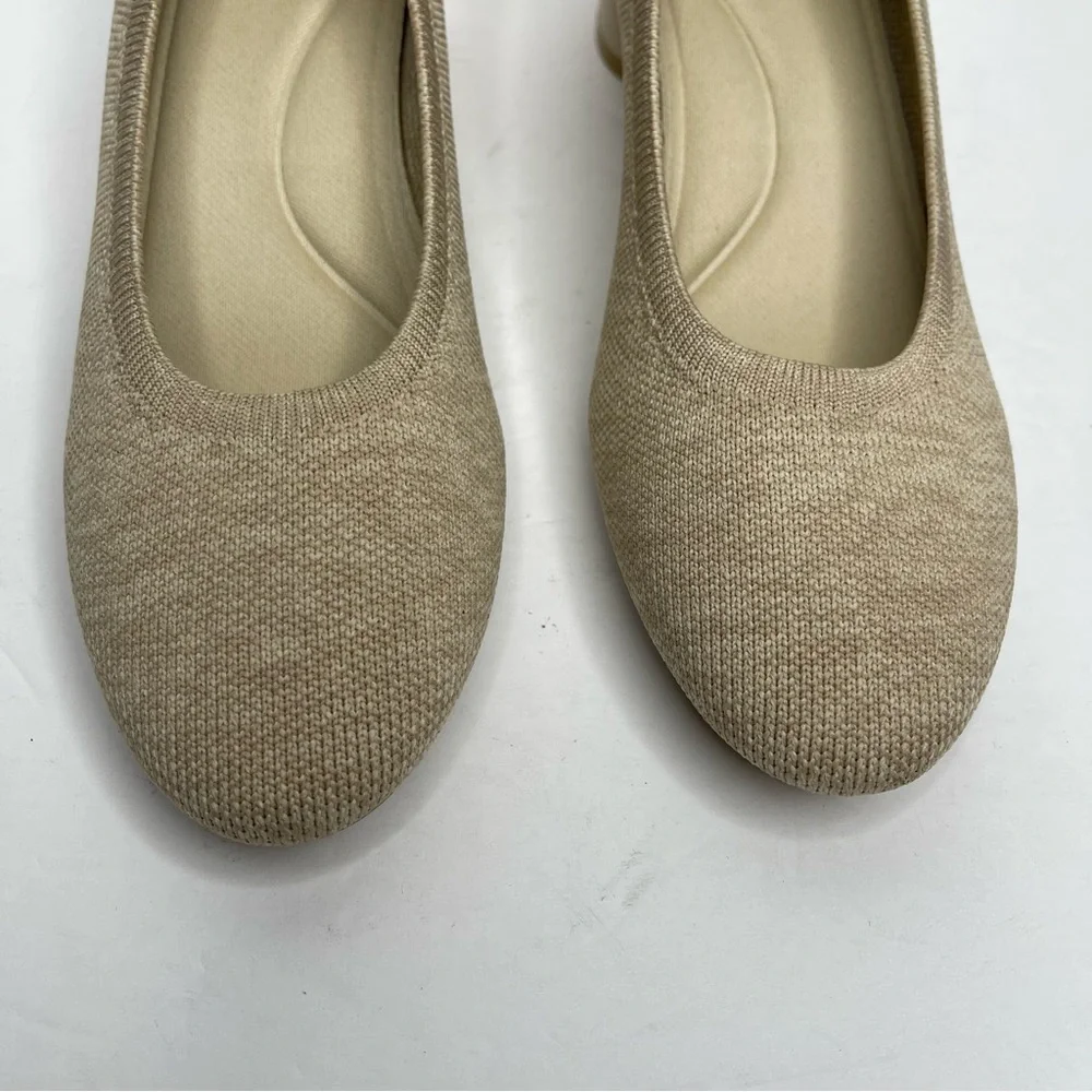 VIVAIA Cream Elvia Round-Toe Chunky Heels Womens Size 37 Comfort Knit